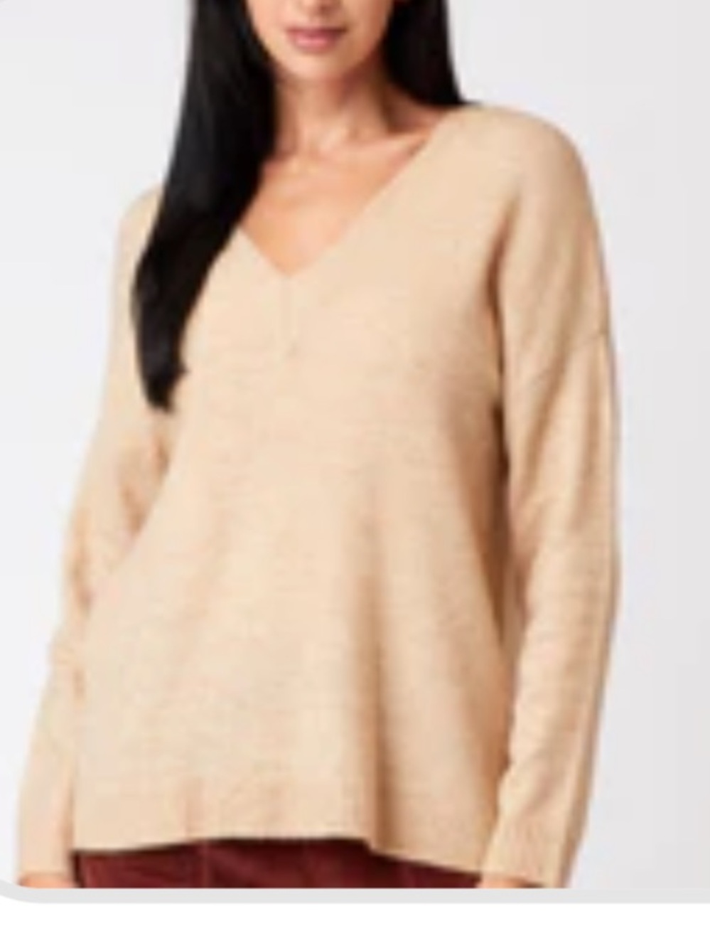 XCVI zoya relaxed v neck sweater in pale camel. Oversized fit. Size small